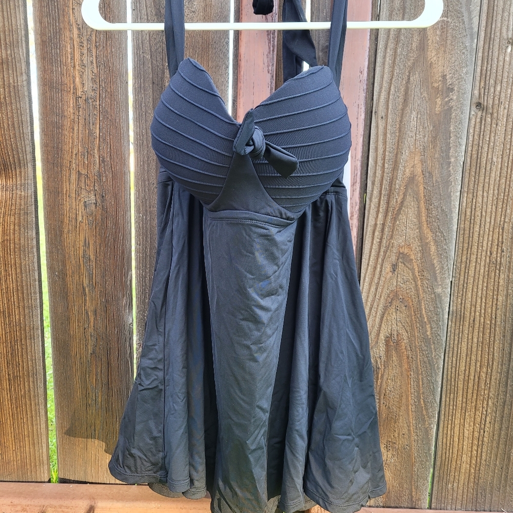 Swimsuits For All Bandeau Bow Halter Swimdress Size 18 Black Bathing Suit